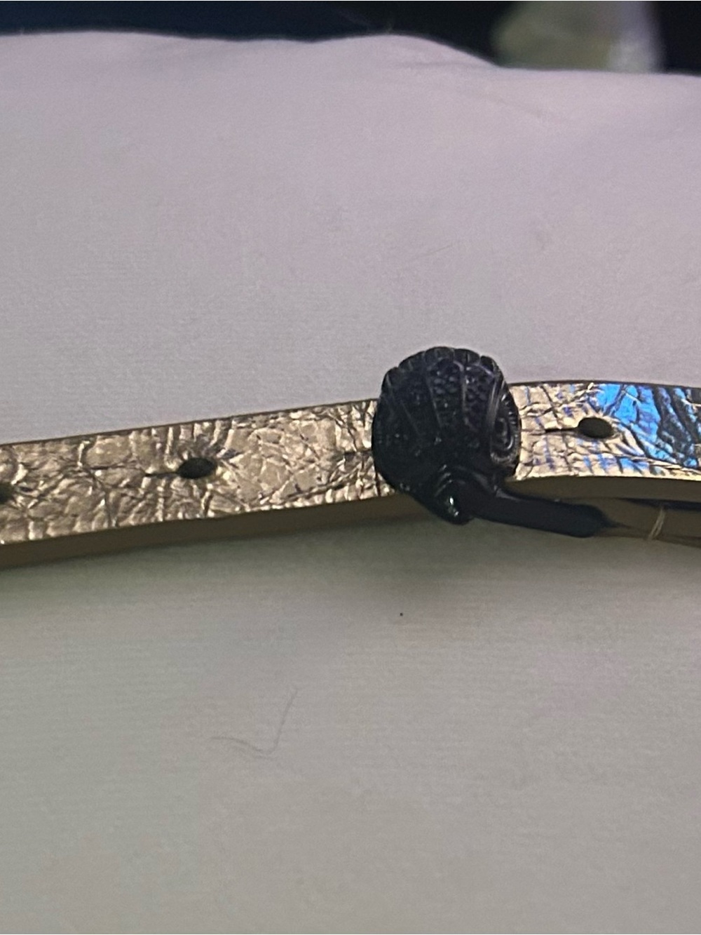 Kurt Geiger black and gold Eagle belt